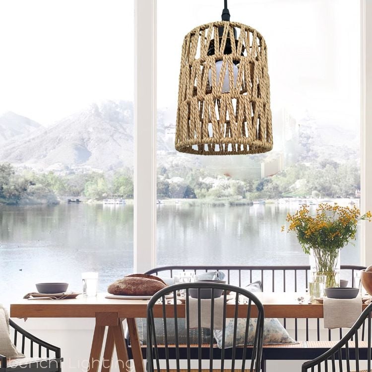 Hand Woven Rattan Cage Pendant Light Cover With Aesthetic Design (Size 12x15CM)