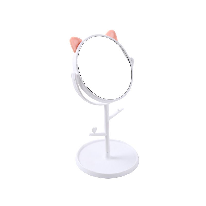 Make Up Mirror Cute Kitty Designed Portable Vanity Mirror (White)