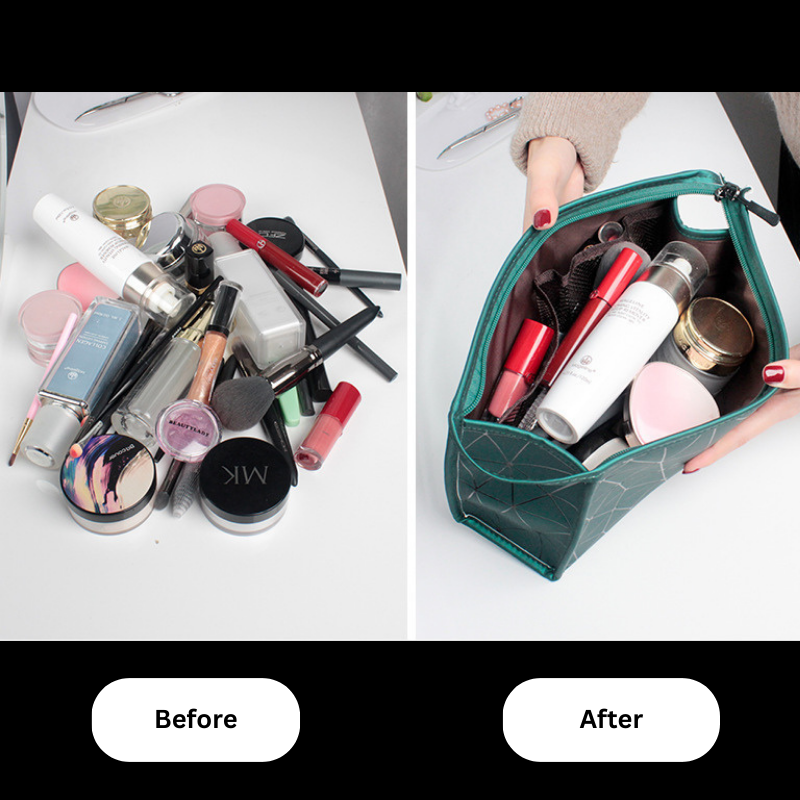Travel Makeup Cosmetics Pouch Multifunctional Portable Toiletry Organizer Storage Bag (21x7x14 cm)