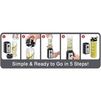 Black + Decker  - 300W Sport Blender & Smoothie Maker Black/Clear