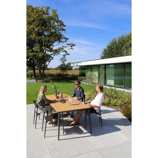 Buy Timo Charcoal Teak Top 6Seater Dining Table (without chairs