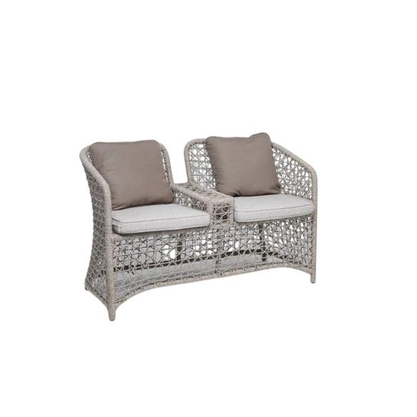 Ipanema Grey 3-Seater Arm Chair Set Aluminum Frame covered in Synthetic Rope Fiber with Side Table