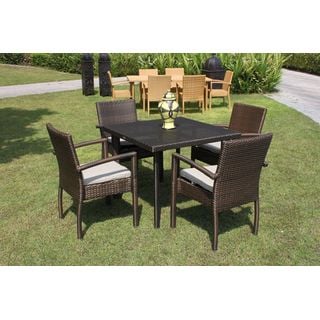 Nice Bronze 4-Seater Square Dining Table with 4 Dining Armchairs