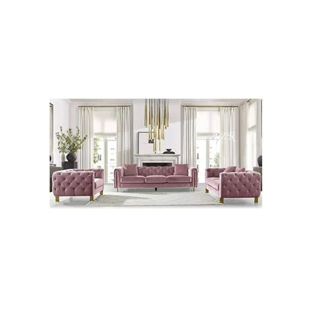 Washington Designer Sofa Set Upholstered Tufted Design (3+2+1) - Multiple Seaters - 3 Pieces