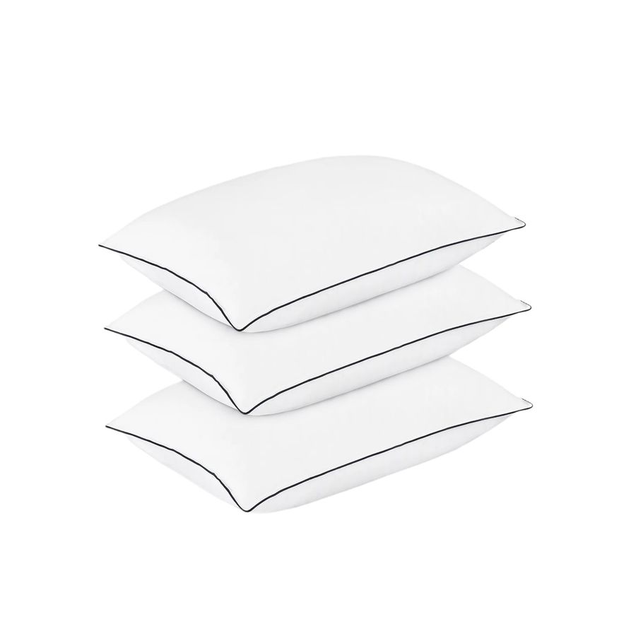 Buy 3 Piece Pack Soft Cotton Bed Pillow Single Piping Design 50x70cm