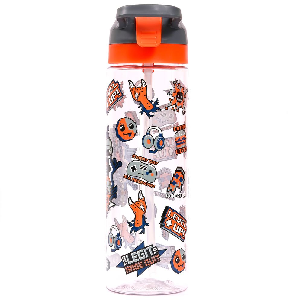 Eazy Kids Tritan Water Bottle w / Spray, Dinosaur - Grey, 750ml