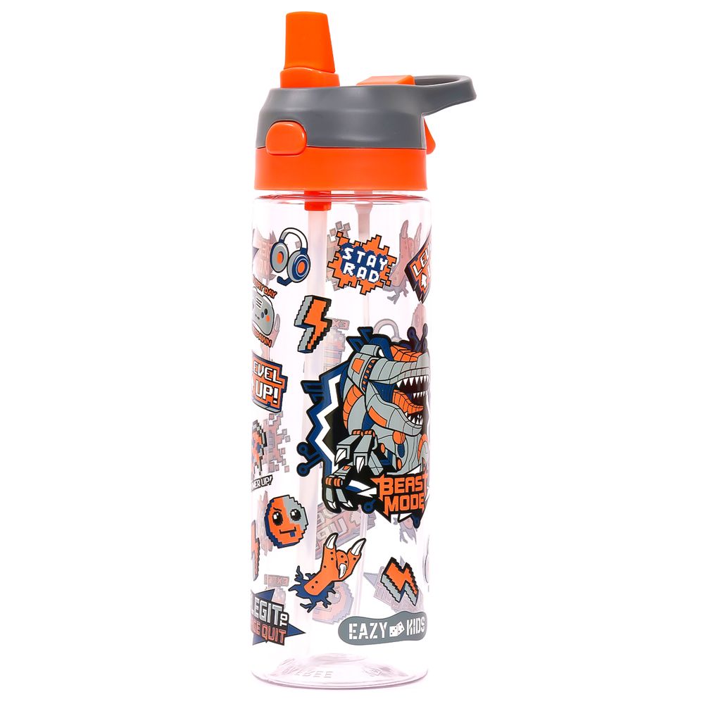 Eazy Kids Tritan Water Bottle w / Spray, Dinosaur - Grey, 750ml