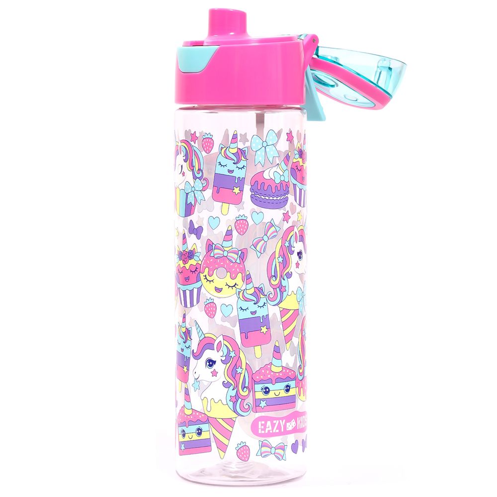 Eazy Kids Tritan Water Bottle w / Spray, Unicorn Desert - Pink, 750ml