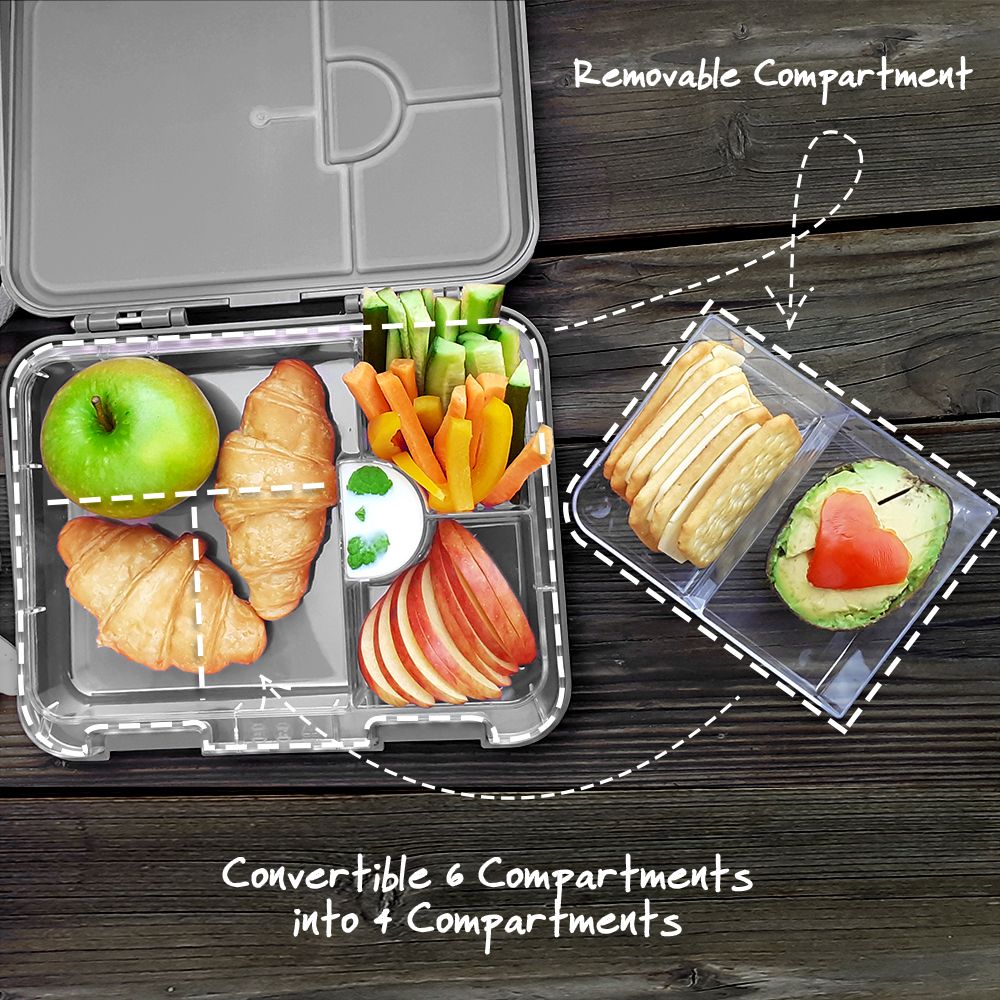 Eazy Kids 6 & 4 Convertible Bento Lunch Box - Skyline Grey