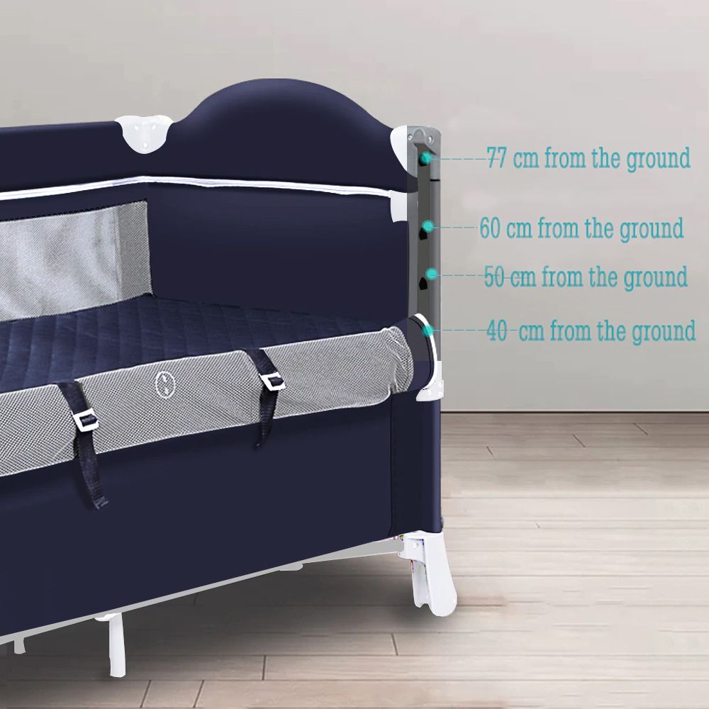 Teknum 4 in 1 Baby Bedside Co - Sleeper Bassinet and Playpen wt Rocker Navy Blue