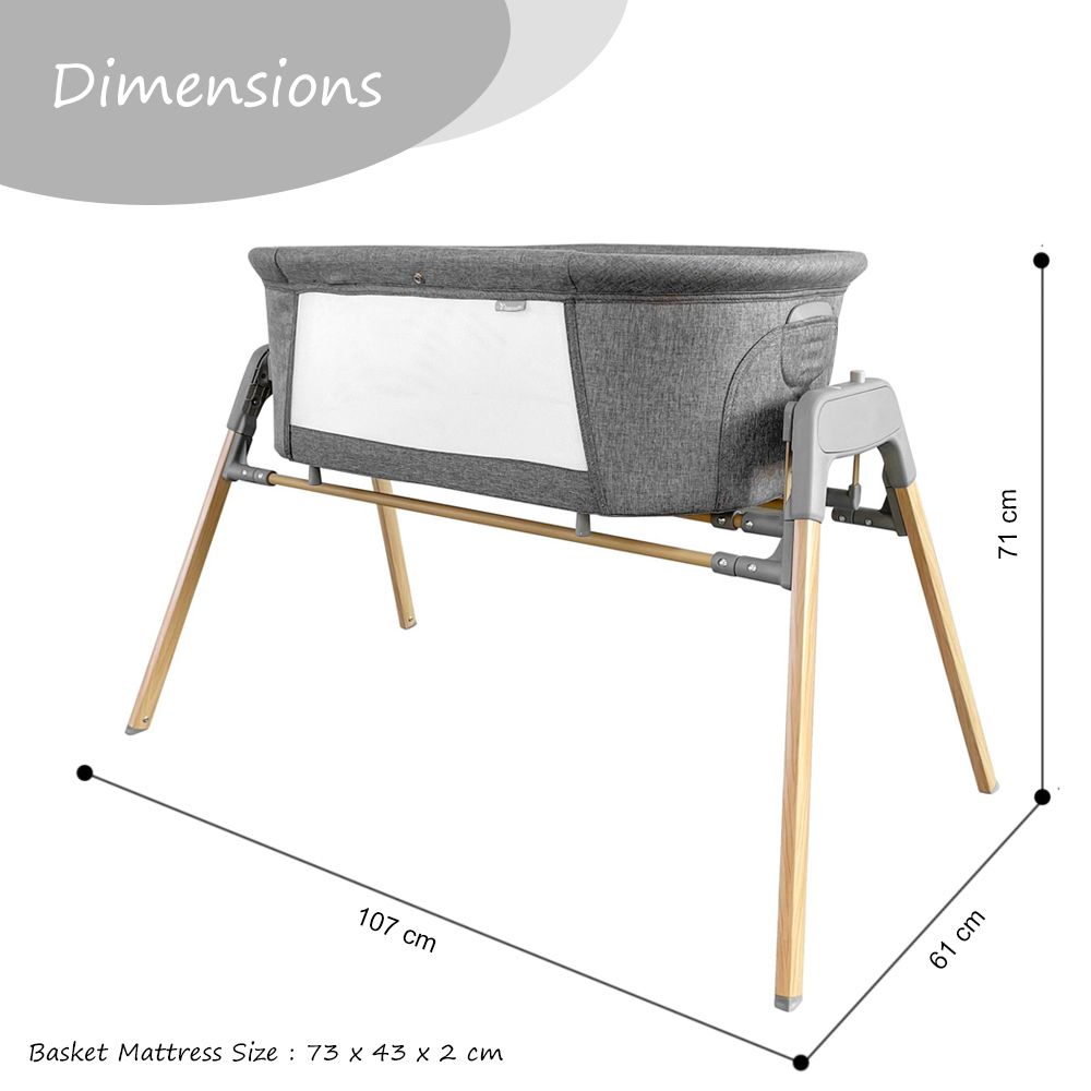 Teknum 3 - IN - 1 Baby Rocker Bassinet / Infant Crib w / Mosquito net - Grey