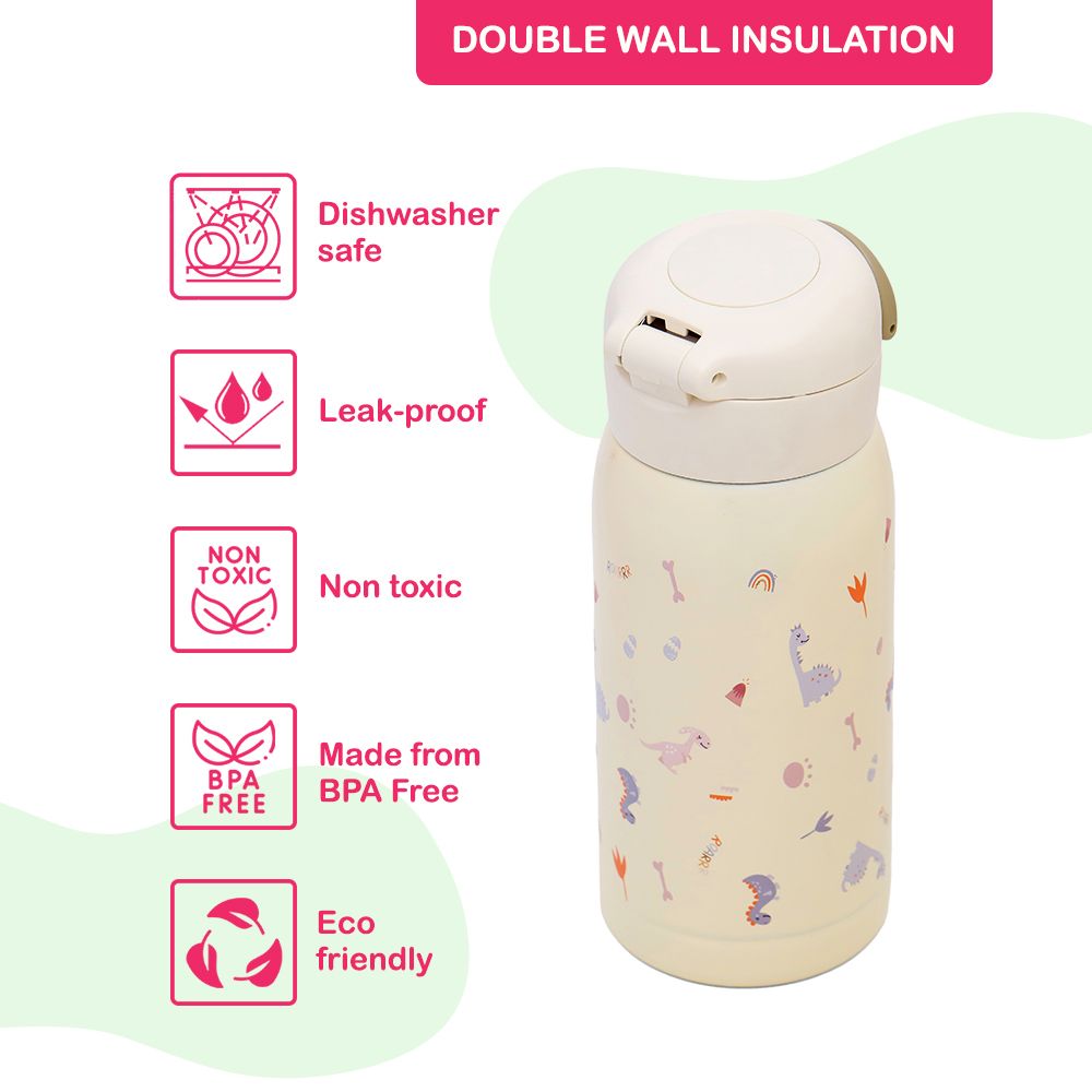 Eazy Kids Insulated School Water Bottle - Ivory, 350ml