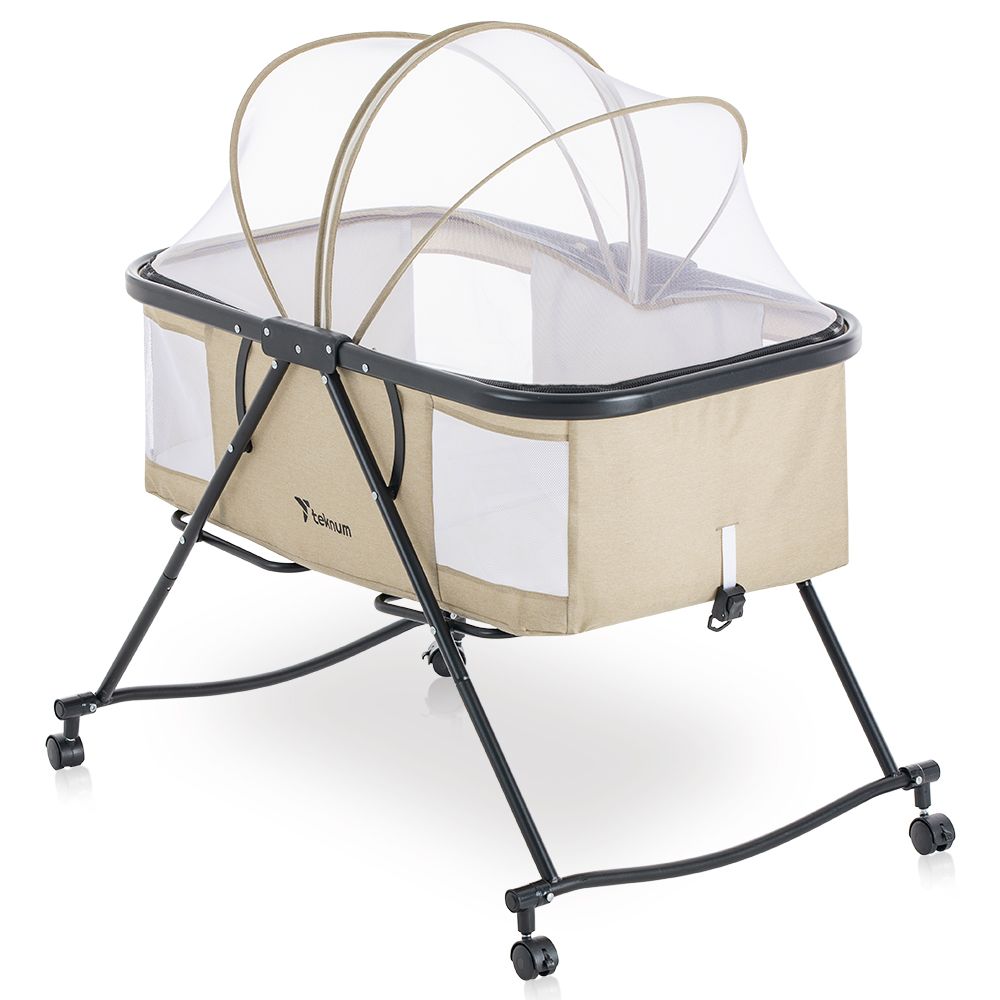 Teknum 3-IN-1 Baby Cot/Cradle w/ Mosquito net & Wheels – Ivory