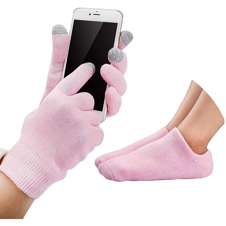 Buy Moisturizing Spa Gloves and Socks with Touchscreen, Moisturizing Gel  Socks and Gloves Set for Dry Cracked Hands Feet Spa, Heal Cracked Dry Skin  and Heel, Cuticles for Repair Treatment, Pink Online