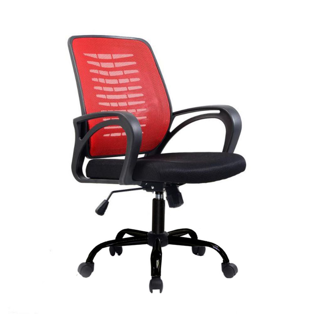 Desk Chair Office Chair for Home Height Adjustable Mid Back Mesh Computer Chair with Lumbar Support Mesh Swivel Computer Office Ergonomic Executive Chair (Swivil, Red Back)