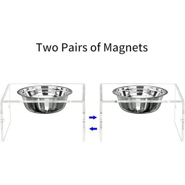 Raised Cat Bowls Stand, Clear Acrylic Elevated Pet Feeder with Dishes for Food and Water (2 Pack, Small)