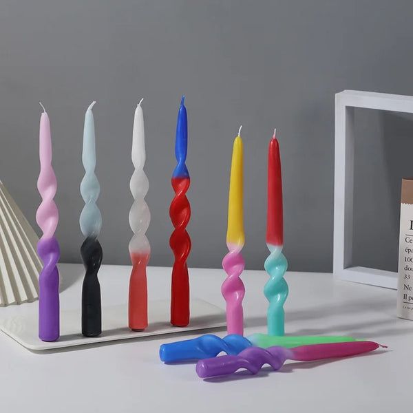 Spiral Rainbow Candles Set of 2