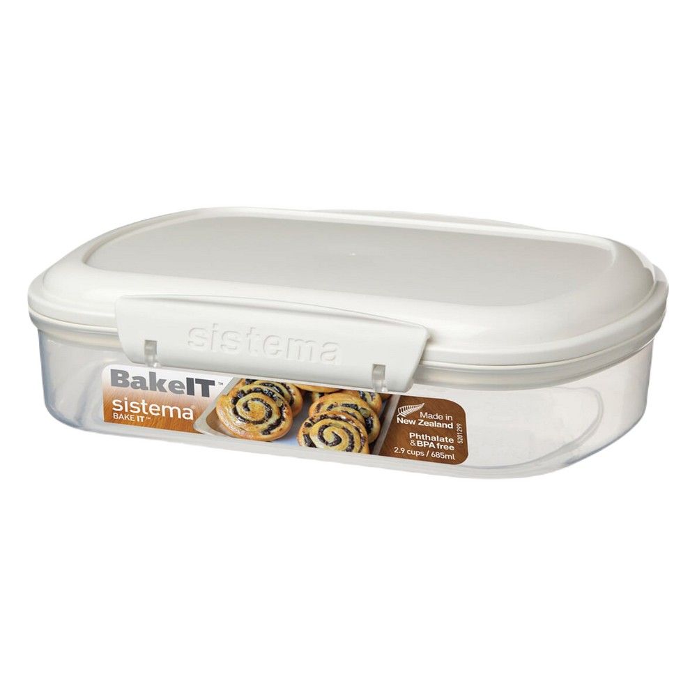 Sistema 1220ZS KLIP IT Bakery Storage Container, 685 ml - Clear with White Clips
