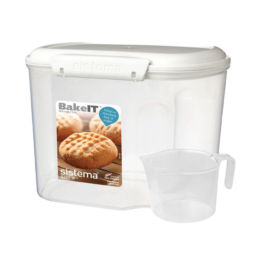 Sistema 1240Zs Klip It Bakery Storage Container With Cup, 2.4 L White