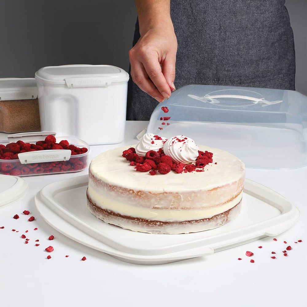 Sistema BAKE IT™ 8.8L Cake Carrier & Cupcake Box , Reversible Base, Keeps Baked Goods Fresh