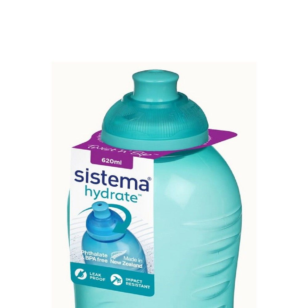 Sistema 620ml Squeeze Bottle  Green : Gym & Fitness Bottle   Leakproof & BPA Free Hydration   Safe & Reusable 