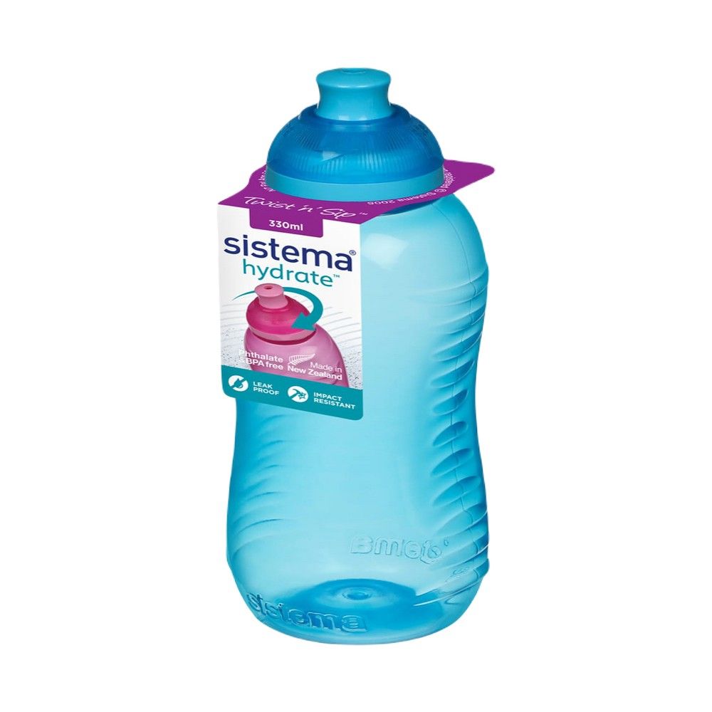 Sistema 330ml Squeeze Bottle  Blue : Gym & Fitness Bottle and ideal for school going active kids Leakproof & BPA Free Hydration   Safe & Reusable 