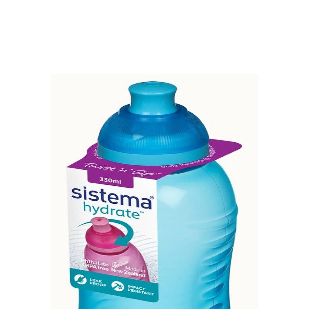زجاجة ضغط سيستيما 330 مل باللون الأزرق: زجاجة الصالة الرياضية واللياقة البدنية ومثالية للأطفال النشيطين في المدرسة، مقاومة للتسرب وخالية من مادة BPA، آمنة وقابلة لإعادة الاستخدام