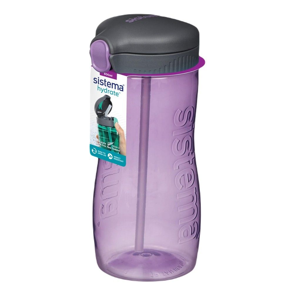 زجاجة تريتان من سيستيما 800 مل باللون الأرجواني: خفيفة الوزن وصغيرة الحجم مثالية للاستخدام أثناء التنقل، خالية من مادة BPA ومانعة للتسرب، خالية من مادة BPA ومريحة