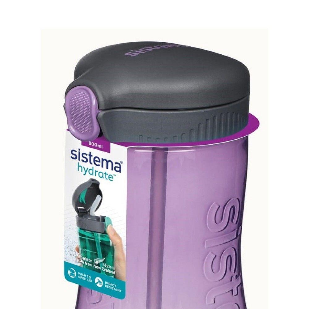 Sistema 800ml Tritan Bottle  Purple : Lightweight & Compact  Ideal for On the Go  BPA Free & Leakproof   BPA Free & Convenient