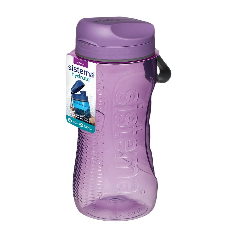 Sistema 800ml Tritan Active Bottle  Purple : Leakproof & Durable   Perfect for On the Go   BPA Free & Reusable 