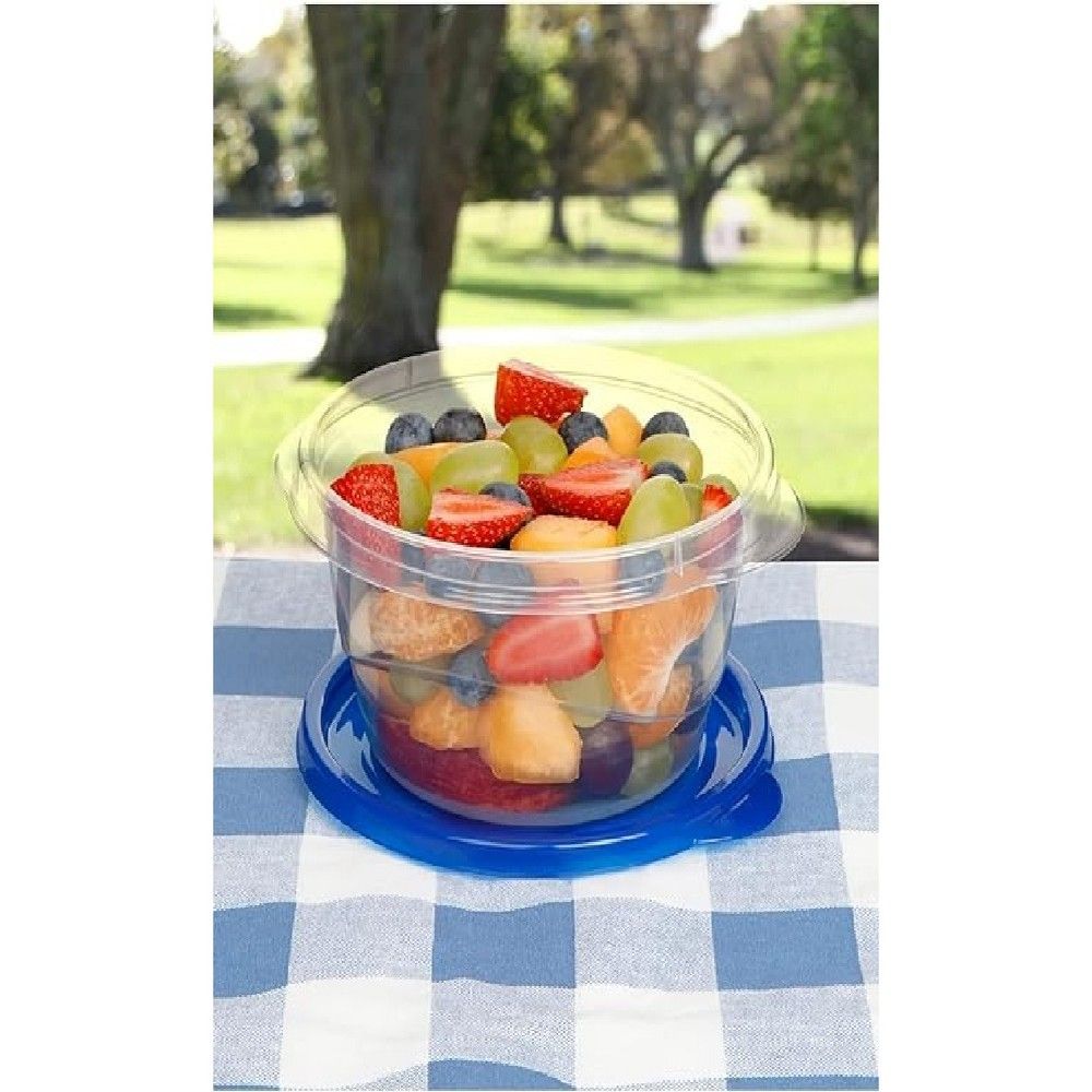 Sistema Takealongs Small Bowl food storage containers,clear with blue lid, Pack of 4, 760ML, Easy Clean, Microwave, dishwasher safe . 