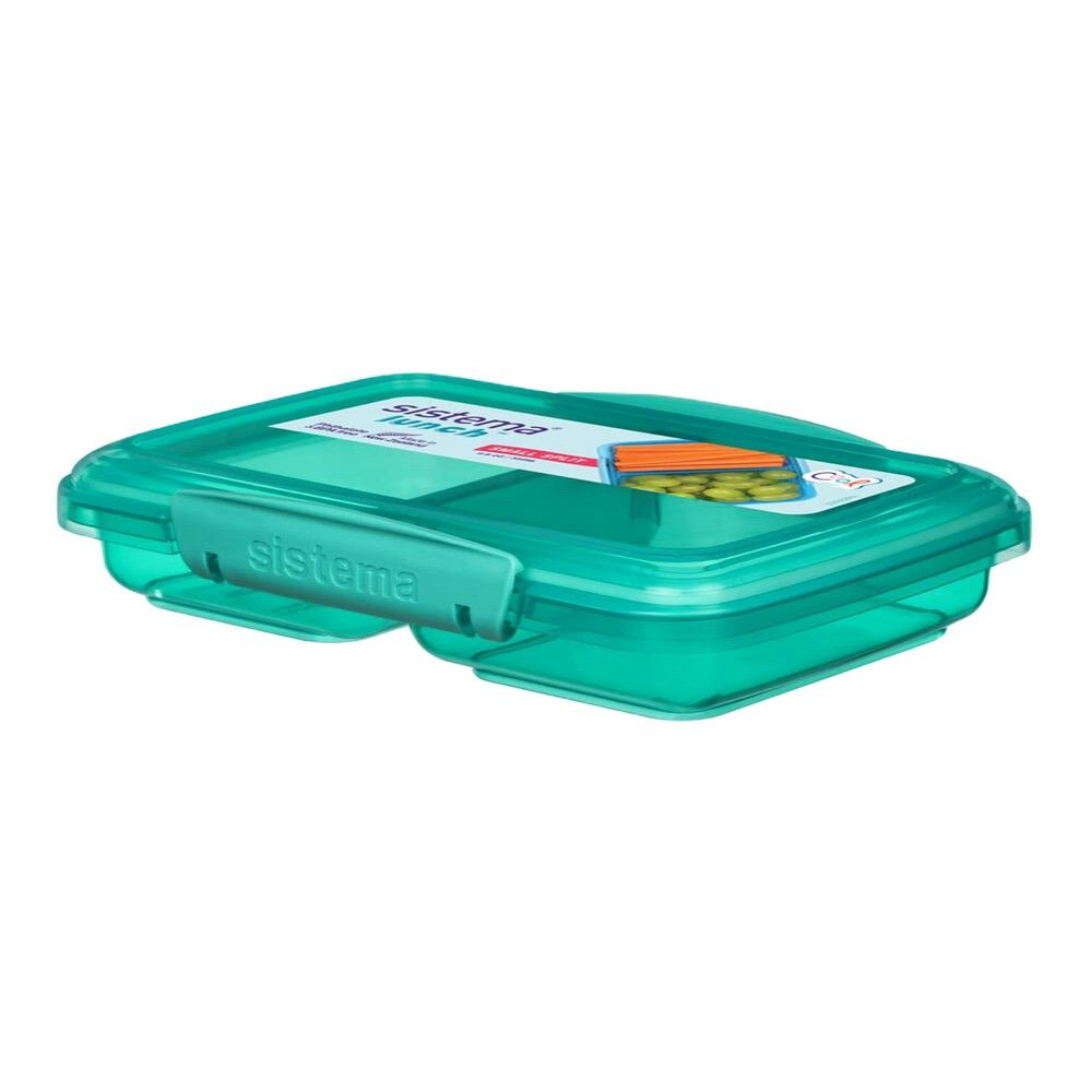 Sistema Small Split Lunch box 350ML comes with 2 stackable compartments & easy locking clips + flexible seals. Its microwave & dishwasher safe and BPA Free. Green
