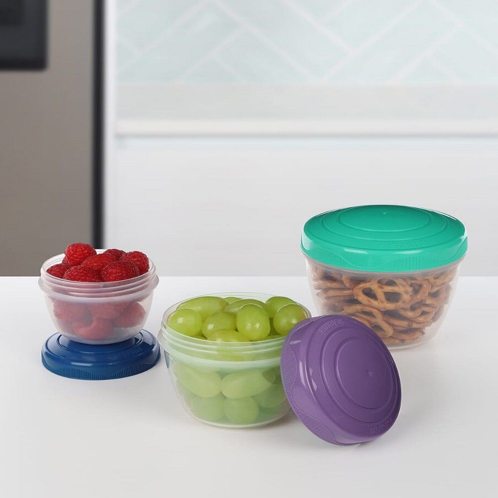 Sistema Snack N & Nest To Go  3 Pack : Fun & Leakproof Snack Containers  organize & Take Snacks Anywhere  BPA Free 