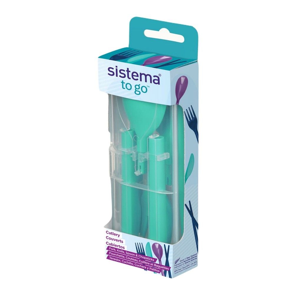 Sistema Cutlery To Go : Travel Ready, Lunch Box Essential , BPA Free & On the Go, Green