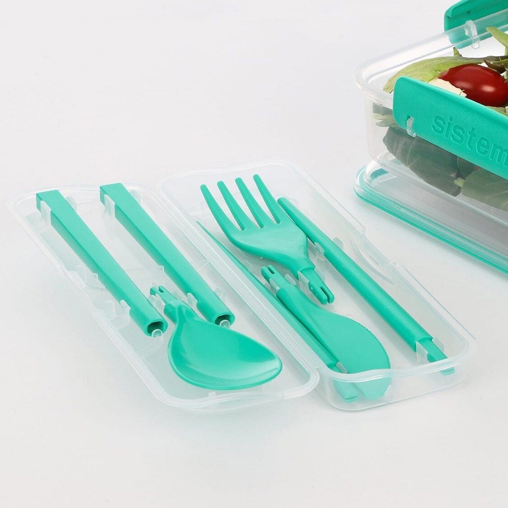 أدوات مائدة سيستيما للاستخدام: جاهزة للسفر، صندوق الغداء أساسي، خالية من البيسفينول A وأثناء التنقل، أخضر