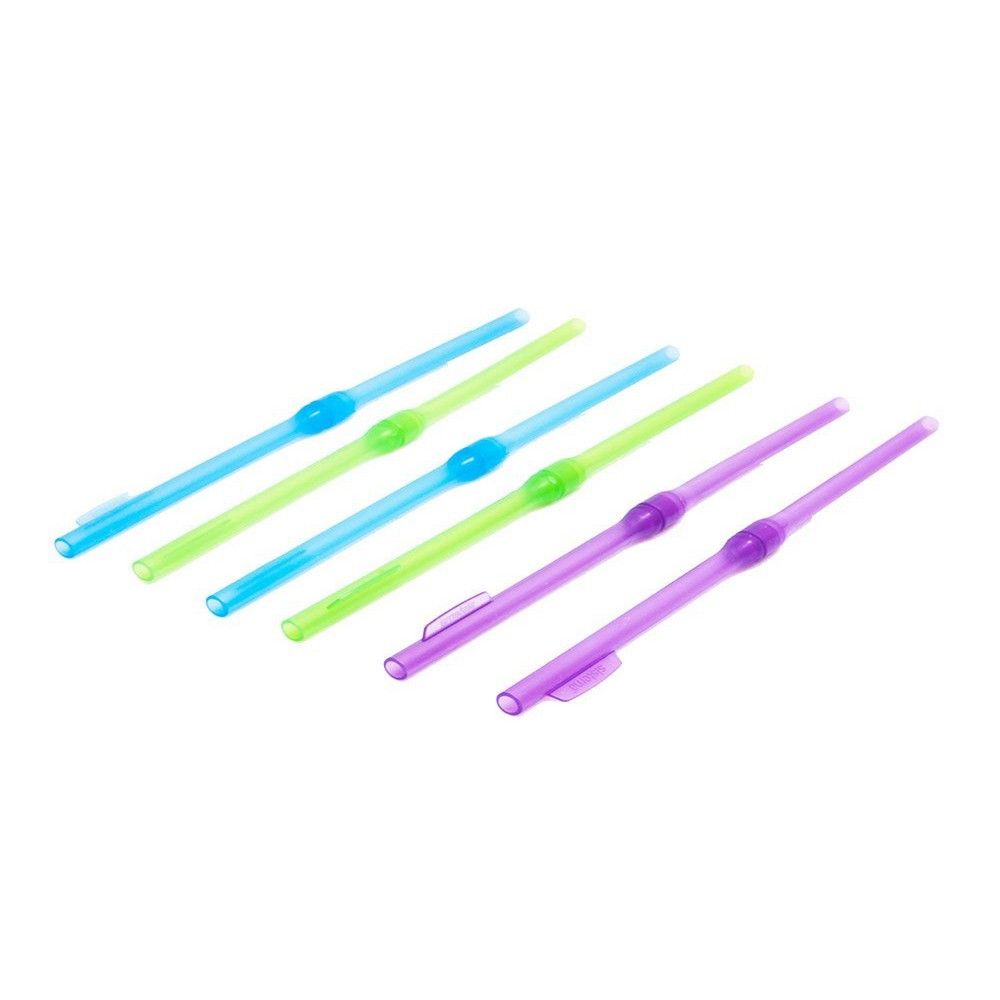 Sistema Reusable Drinking Straws, made with durable plastic, smart split straws for convenient storage, Dishwasher safe and Phthlate & BPA Free, 6 Pcs