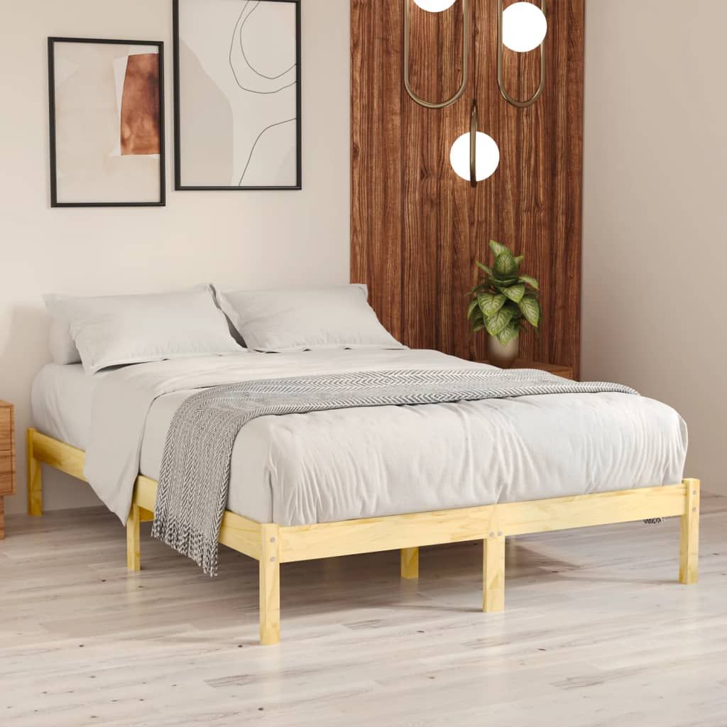 King wood deals platform bed frame