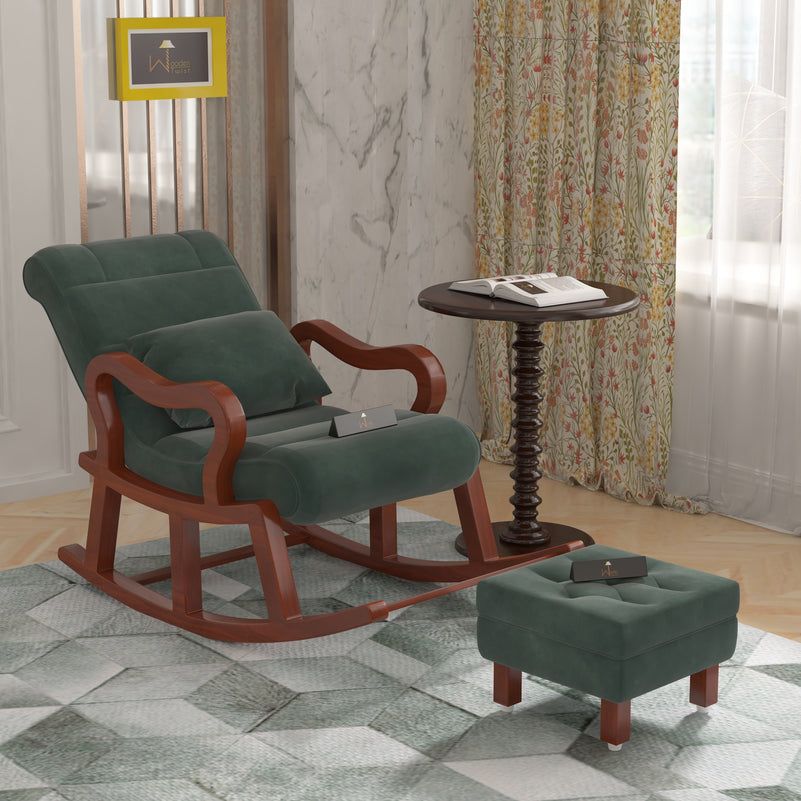 Wooden rocking deals chair with footrest