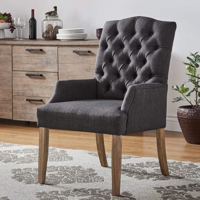 Linen tufted store dining chair