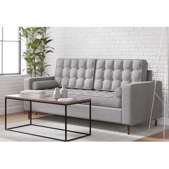Madera Square Arms and Tufting-Bolster 2 Seater Chaise Lounge (With 2 Pillows)