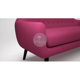 Traditional Wooden 3 Seater Couch for Home & Office Chaise Lounge Settee (Pink)