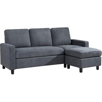Convertible L-Shaped Wide Reversible Sectional Sofa 3 Seater With Ottoman