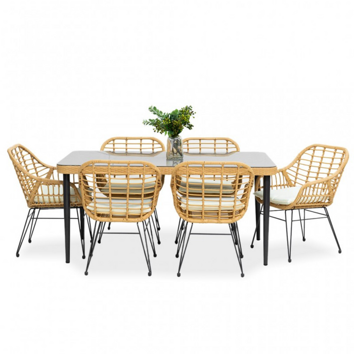 Buy Wooden Twist Modern Bistro 6 Seater Rectangular Dining Table Set