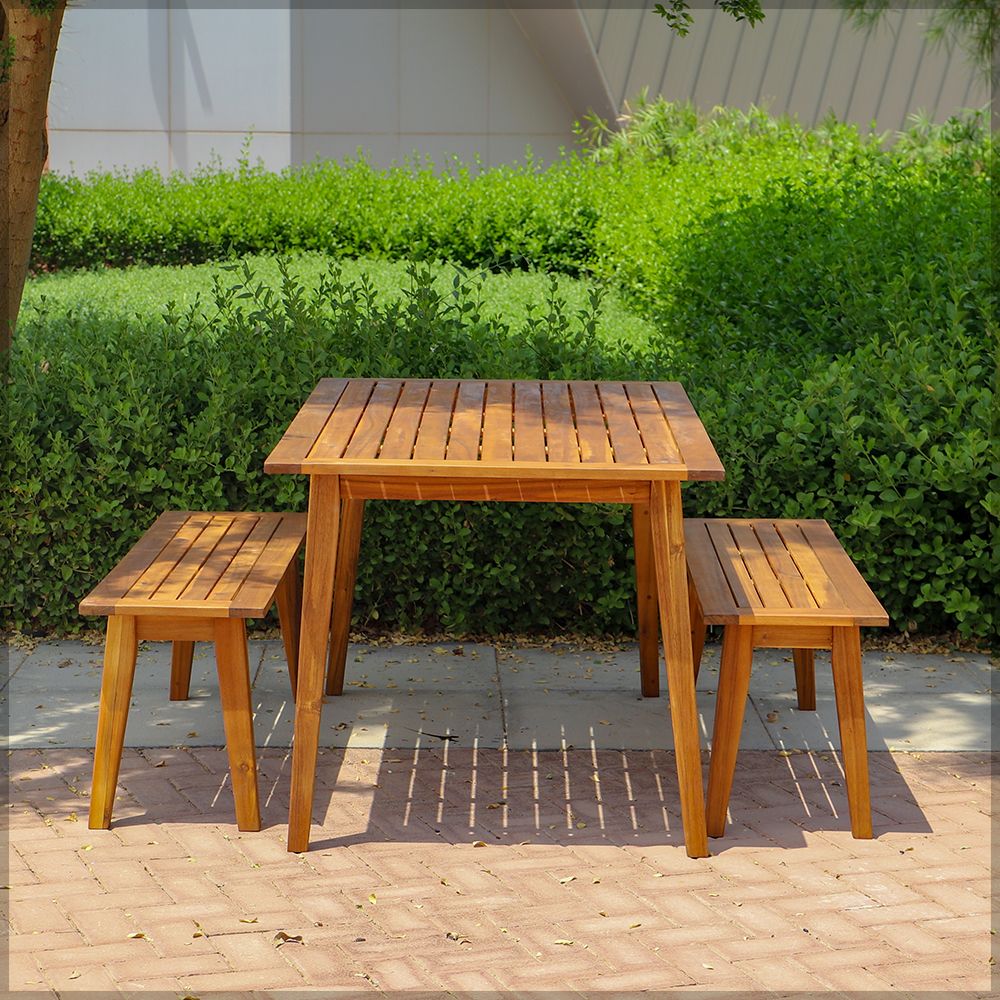 Wooden outdoor deals furniture set