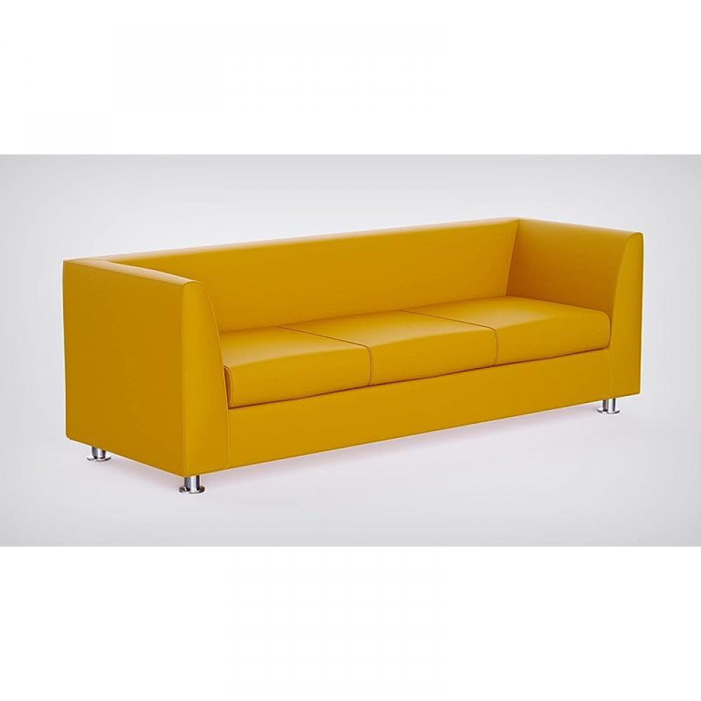 Yellow leather store couch