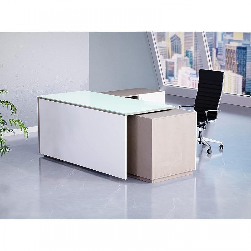 Office table with store glass top