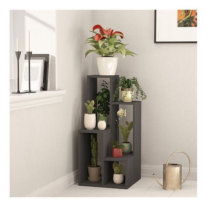 Multifunctional Modern And Stylish Design Sule Plant Stand  Use For Living Room Office And Other Spaces Ideal As Side Table Anthracite 20 x 42 x 89 cm