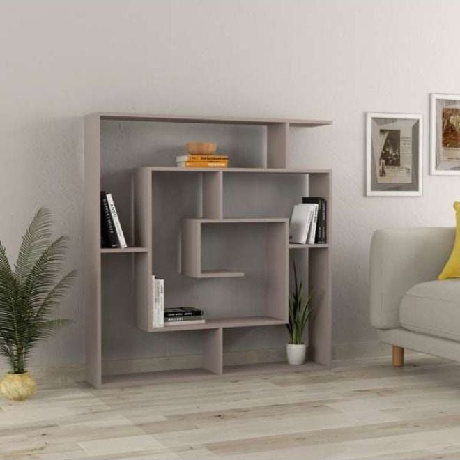 Labirent Bookcase Multi Open Levels Shelving System Ideal For Home Office Corridor And Living Room D 22 x W 125 x H 129 cm Light Mocha