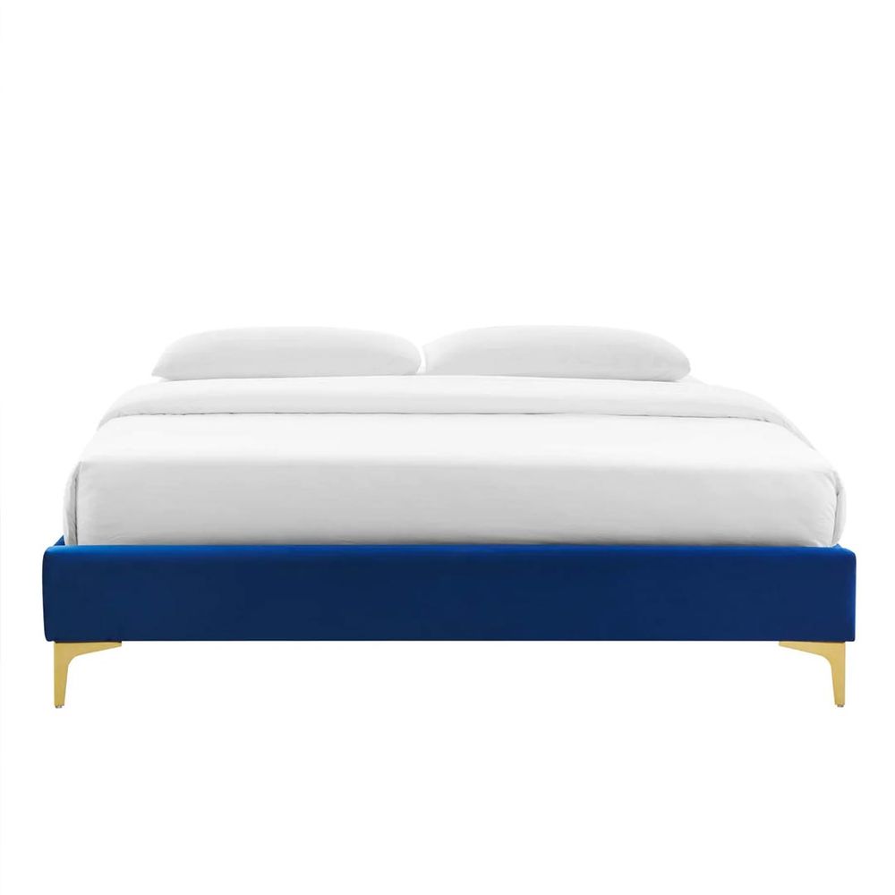 Navy blue deals upholstered king bed