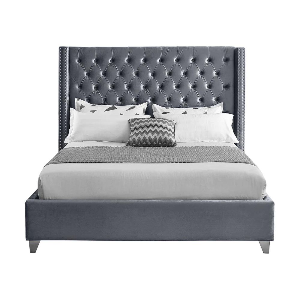 Grey crushed deals velvet single bed